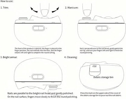 Electric Nail Clipper Automatic Nail Trimmer with LED Light, 2 Speed Rechargeable Nail File, 2-in-1 Safe Nail Cutter for Kids, Elderly, Adults & Caregivers Portable Manicure Tool
