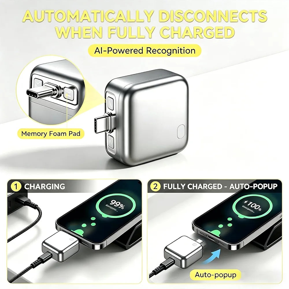 Smart Auto Disconnect Charger with USB-C Cable, 140W Auto Shut Off Phone Charger, PD3.1 Passthrough, Dual-Mode, Full Charge Disconnector for Phones, Laptops and Tablets and More