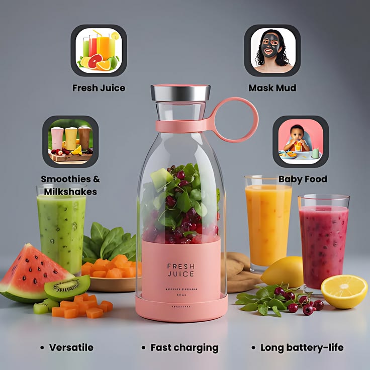 NutriGo Portable Blender – USB Rechargeable Personal Smoothie Maker Cup for Juice, Shakes & Baby Food