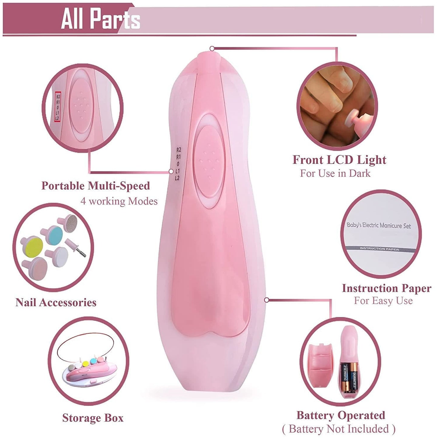 Electric Baby Nail Trimmer – 6-in-1 Gentle Nail File