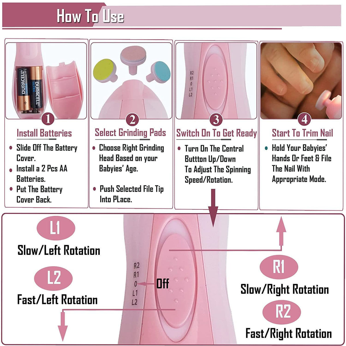 Electric Baby Nail Trimmer – 6-in-1 Gentle Nail File