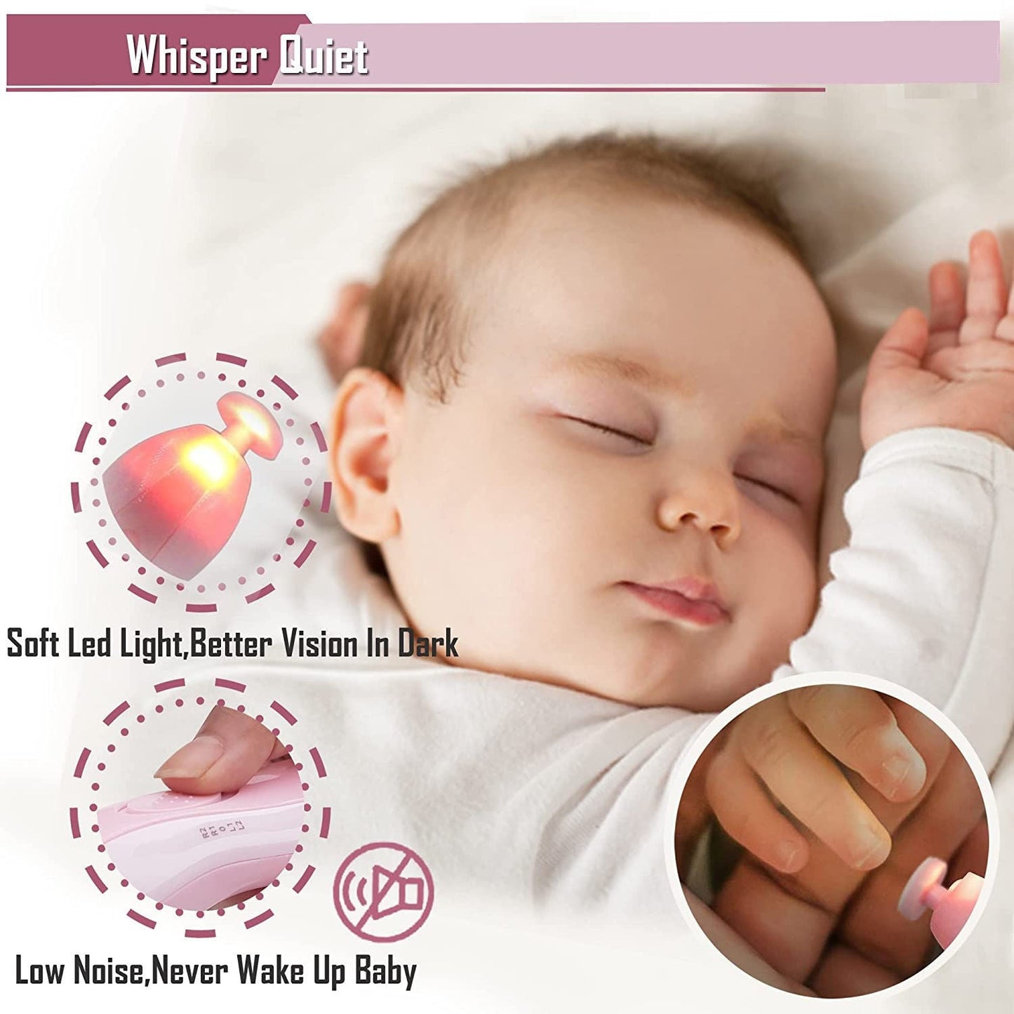 Electric Baby Nail Trimmer – 6-in-1 Gentle Nail File