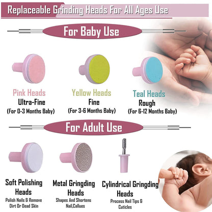 Electric Baby Nail Trimmer – 6-in-1 Gentle Nail File