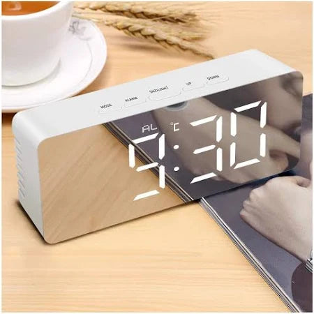 Minimalist LED Mirror Digital Alarm Clock