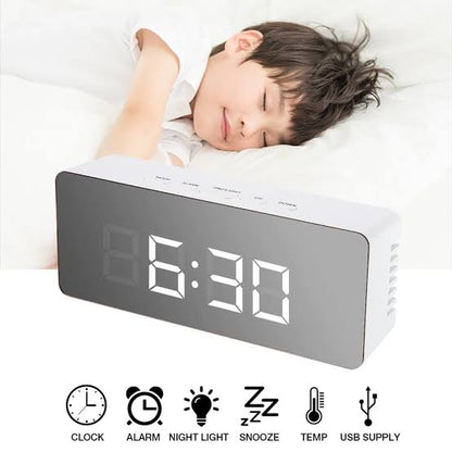 Minimalist LED Mirror Digital Alarm Clock